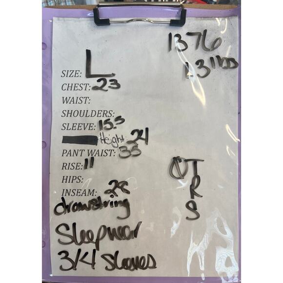 LRLauren Womens L Pink Floral Pajamas 2 Piece Set Black Label  Sleep Wear - Picture 9 of 9